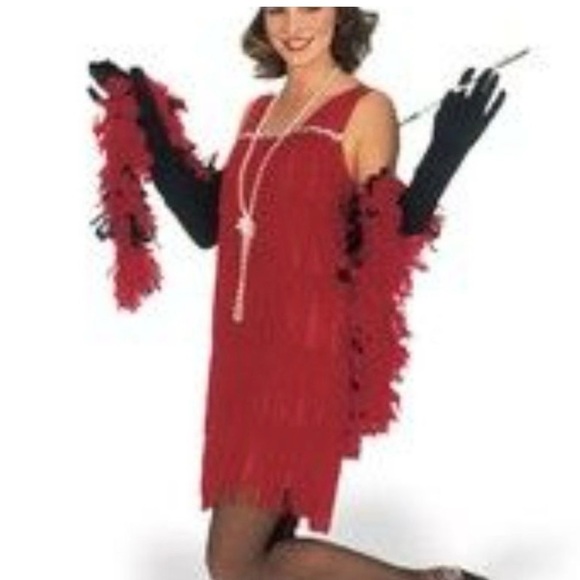 Roaring 20’s Flapper Red Fringe Dress M - Picture 2 of 3